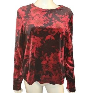 White Stag Top Velvet Floral Print M